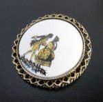 ポーセラーツ　陶器 ブローチ兼ペンダント