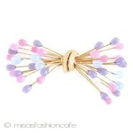 Ｃｏｒｏｃｒａｆｔ　ブローチ 　アートガラス・リボン