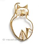 大きな猫ねこ　ブローチ