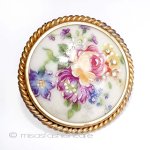 フランス製陶器ブローチ ポーセリンローズLimoges