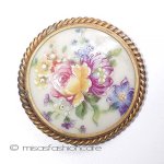 フランス製陶器ブローチ ポーセリンローズLimoges