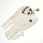 14K ルビー/サファイア エメラルド象牙ペンダント