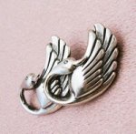 スターリングシルバー 2羽の白鳥ブローチ