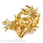 ＲＳの鳥とパールの卵 揺ら揺ら動くブローチ