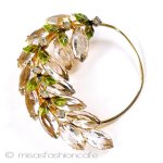 ガラス＆エナメルの葉 Julianaリースブローチ