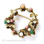 Original By Robert 蝶と花リースブローチ