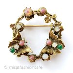 Original By Robert 蝶と花リースブローチ