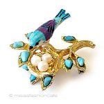 ＳＷＯＢＯＤＡ スワボダ 真珠・天然石 鳥ブローチ