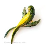 Original By Robert 黄緑インコ鳥ブローチ