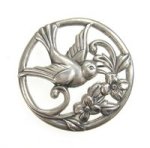 スターリングシルバー Coro　鳥と花ブローチ