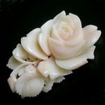 珊瑚コーラル ローズブローチ