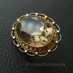 12K GE 天然トパーズ 豪華ペンダント兼ブローチ