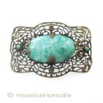 アンティークブローチ 透かし彫りペキンガラス