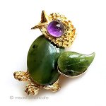 SWOBODA　天然石の鳥 天然石ヒスイ・アメジスト