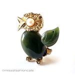 SWOBODA　スワボダ 真珠と翡翠の小鳥