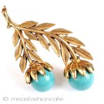 Ｔｒｉｆａｒｉ　 トリファリ ターコイズ　花ブローチ