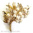 （画像用） Trifari　 トリファリ パール金葉ブローチ