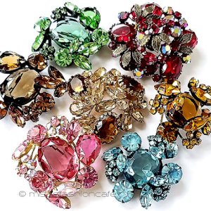 （画像用） Regency　リージェンシー クリスタル＆葉　ブローチ