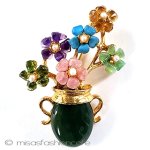 SWOBODA・スワボダ 真珠・天然石の花瓶ブローチ SWOBODA・スワボダ 真珠・天然石の花瓶ブローチ