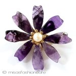 真珠・天然石のお花 アンティークブローチ