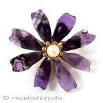 真珠・天然石のお花 アンティークブローチ