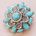 ターコイズ花ブローチ ターコイズ花ブローチ