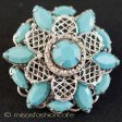（画像用） ターコイズ花ブローチ