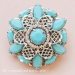 ターコイズ花ブローチ ターコイズ花ブローチ