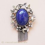 Goldette ブローチ 　ラピス＆フリンジ