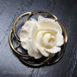 （画像用） 象牙アイボリー 12Kgf ローズ　ブローチ
