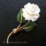 象牙アイボリー12Kgf ローズの花 ブローチ 象牙アイボリー12Kgf ローズの花 ブローチ