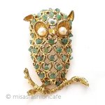 SWOBODA刻印ふくろう 真珠と天然石ヒスイ SWOBODA刻印ふくろう 真珠と天然石ヒスイ