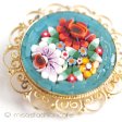 （画像用） ガラス製マイクロモザイク お花ブーケのブローチ
