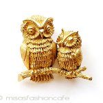 アンティークジュエリー トリファリ　ふくろう親子