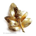 アンティークジュエリー 金ローズの花ブローチ