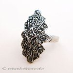 天然石マーカサイト アートデコ　リング