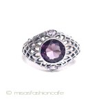 アメジスト　小花リング スターリングシルバー銀製