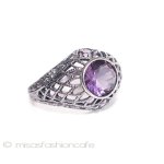 アメジスト　小花リング スターリングシルバー銀製