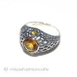 天然石　シトリン　小花 スターリングシルバー刻印