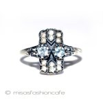 真珠アクアマリン　リング　 スターリングシルバー刻印