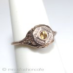 天然石　シトリン　リング 14Kローズゴールド　925