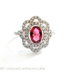 ルビー＆ホワイトトパーズ スターリング刻印リング