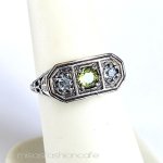 ペリドット＆アクアマリン スターリング刻印　リング