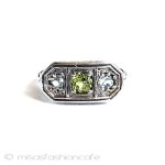 ペリドット＆アクアマリン スターリング刻印　リング