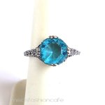 アクアマリン小花　リング　 スターリングシルバー刻印