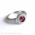 天然石ルビー＆トパーズ スターリング刻印リング