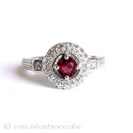 天然石ルビー＆トパーズ スターリング刻印リング