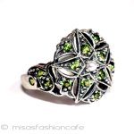 真珠ペリドット　リング 星スターリングシルバー