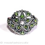 真珠ペリドット　リング 星スターリングシルバー