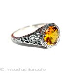 シトリン・リング銀製指輪　 スターリング925刻印